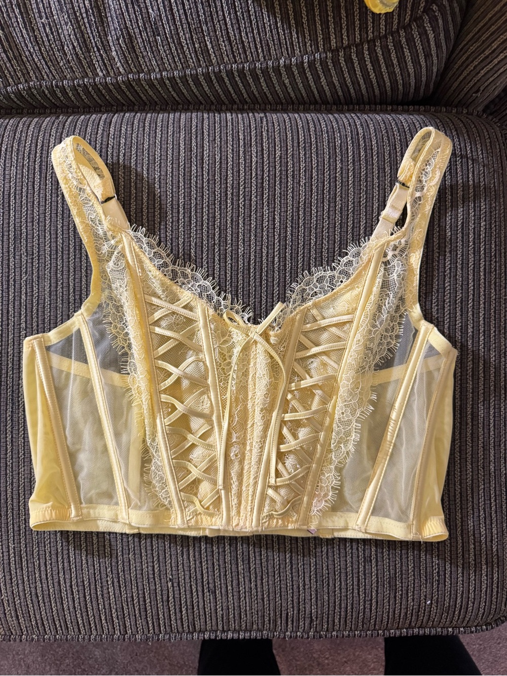Victoria's Secret Lace Corset Bralette in Pale Yellow